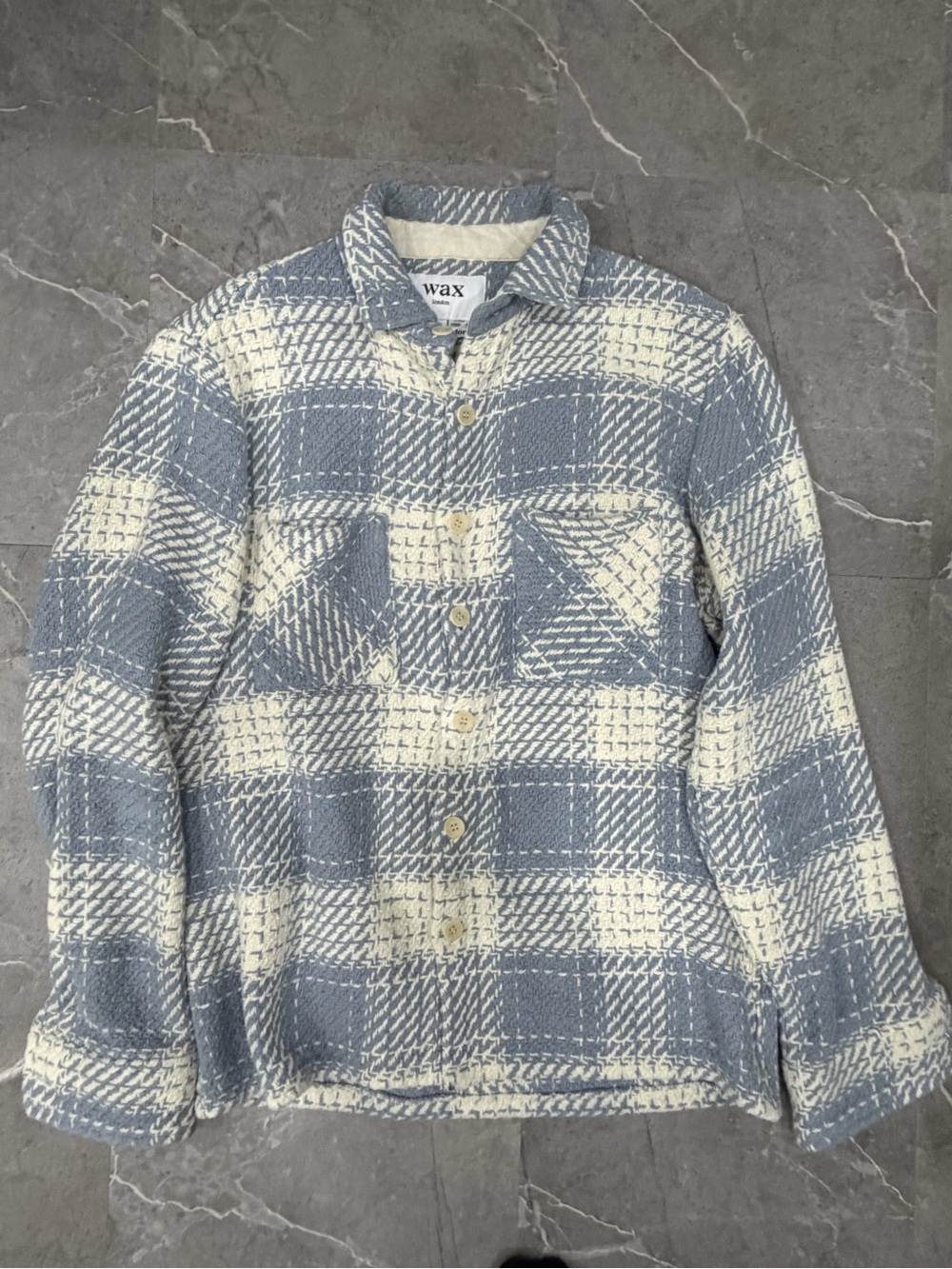 Wax London - Whiting Overshirt - Light Blue And White Plaid - Size M